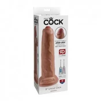  Dildo Realista de Silicón sin Testículos de 22 cm Largo x 4.6 cm Ancho - 9 Pulgadas con Ventosa Color Piel Morena KING COCK PD5562-22