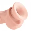  Dildo Realista de Silicón con Testículos de 20 cm Largo x 4.8 cm Ancho - 8 Pulgadas con Ventosa Triple Densidad Grueso Color Piel Blanca KING COCK PD5719-21