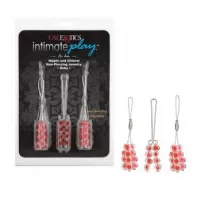 PINZAS WOW DISCIPLINE NIPPLE CLAMPS SE-2611-11-2 Intimate Play Nipple and Clitoral Non Piercing Body Jewelry Ruby