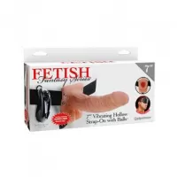 FANTASY X-TENSIONS PERFECT 1 INCH EXTENSION WITH BALL STRAP FLESH PD3376-21 7&quot; Vibrating Hollow Strap-On with Balls