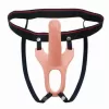  Arnés Strapon para Hombre con Dildo Hueco Curvo, Extensión para el Pene de 14 cm Largo x 3.5 cm Ancho - 5.7 Pulgadas  Color Piel Blanca Silicone Curved Dong B-182011