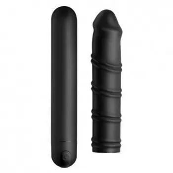 Bala vibradora Sexual XL BULLET & SWIRL SILICONE SLEEVE BLACK