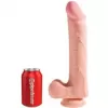 Dildo Realista de SilicÃ³n con TestÃ­culos de 30 cm Largo x 5 cm Ancho - 12 Pulgadas con Ventosa Color Piel Blanca de Triple Densidad KING COCK PLUS
