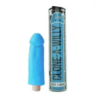 Vibrador Con Forma De Pene De 10 a 14 Centimetros  Clone-A-Willy Glow In The Dark Vibe Kit Blue