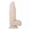  Dildo Realista con Testículos de 17 cm Largo x 4.4 cm Ancho - 7 Pulgadas con Ventosa Color Piel Blanca REAL SUPPLE POSEABLE