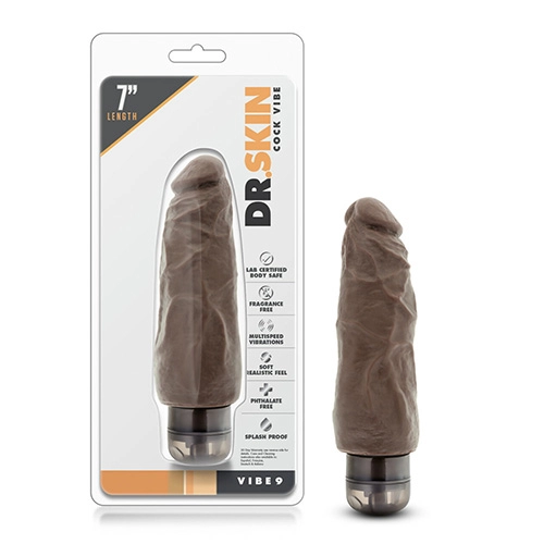  Dildo Vibrador Realista sin Testiculos de 17 cm Largo x 3.1 cm Ancho - BL-15346 7 Inch Vibrating Cock Chocolate