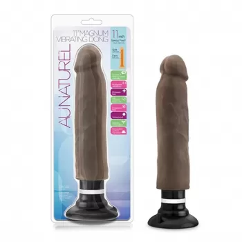 Dildo Vibrador Realista sin Testiculos de 27 cm Largo x 5 cm Ancho - BL-27916 11 Inch Sensa Feel Magnum Vibrating Dong Chocolate