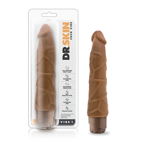  Dildo Vibrador Realista sin Testiculos de 22 cm Largo x 4.4 cm Ancho - BL-10077 9 Inch Vibrating Cock Mocha