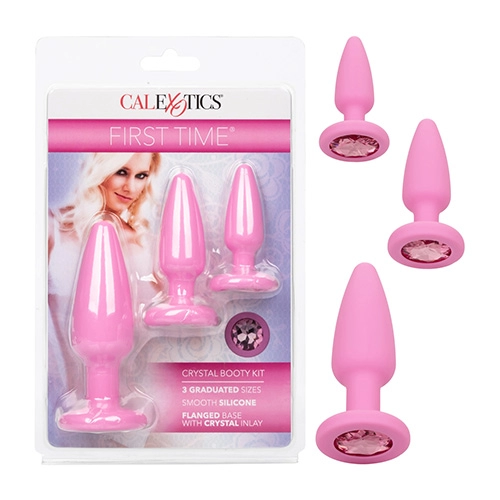  Kit de Tres Plug Anal de Silicón Rosa con Diamante SE-0004-39-2 Crystal Booty