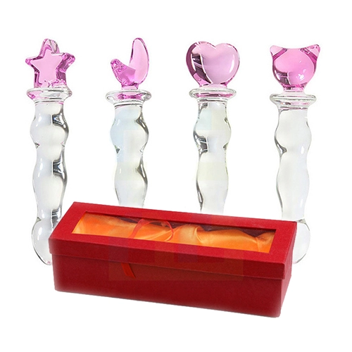  Dildo Bicolor de Cristal Trasparente Erotic Crystal Glass Sex Toy B-CQ2