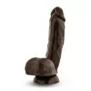  Dildo Realista con Testículos de 21 cm Largo x 4.5 cm Ancho - 8 Pulgadas con Ventosa Color Piel Negra Hard on Brown BL-52306