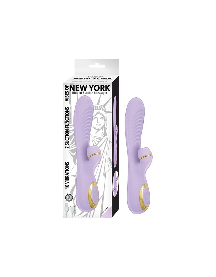  VIBES OF NEW YORK RIBBED SUCTION MASSAGER RECHARGEABLE LAVENDER