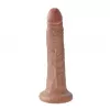  Dildo Curvo Realista de Silicón sin Testículos de 17 cm Largo x 3.8 cm Ancho - 7 Pulgadas con Ventosa Color Piel Morena COCK PD5502-22