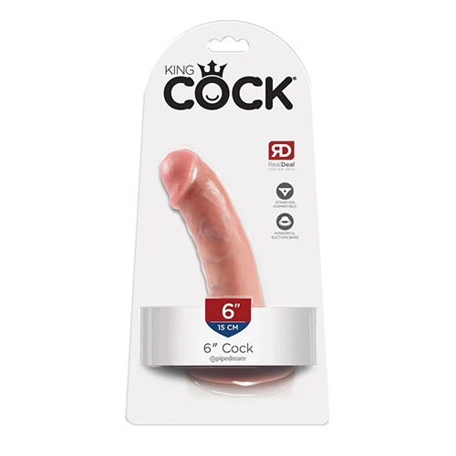  Dildo Curvo Realista de Silicón sin Testículos de 15 cm Largo x 4.1 cm Ancho - 6 Pulgadas con Ventosa Color Piel Blanca COCK PD5501-21