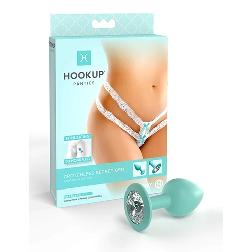  Plug Anal de Silicón con Diamante con Tanga Sexy para Mujer PD4839-19 Crotchless Secret Gem