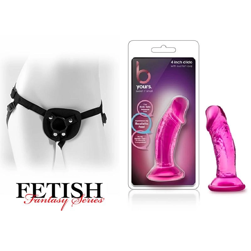  Strap-on BL-13620 Sweet N' Small 4 Inch Dildo with Suction Cup Pink Kit Dildo y arnes