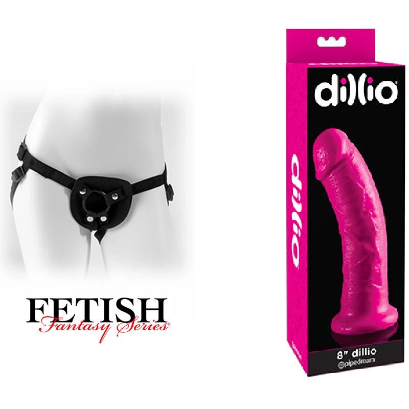  Strap-on 20.3 Centrimetros - 8" PD5308-11 Dillio Dildo Pink Kit Dildo y arnes