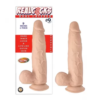 22 cm Largo x 4.2 cm Ancho - REALCOCKS DUAL LAYERED BENDABLE NUMBER 9 9 INCH FLESH