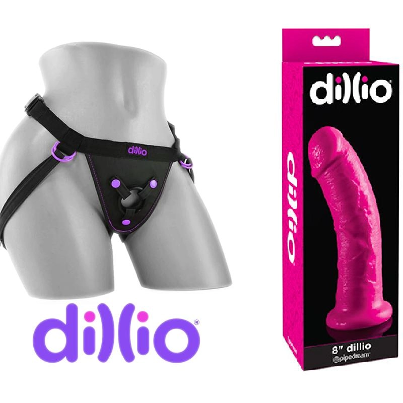  20 cm Largo x 4.8 cm Ancho - 8" PD5308-11 Dillio Dildo Pink Strap-on Kit Dildo y arnes