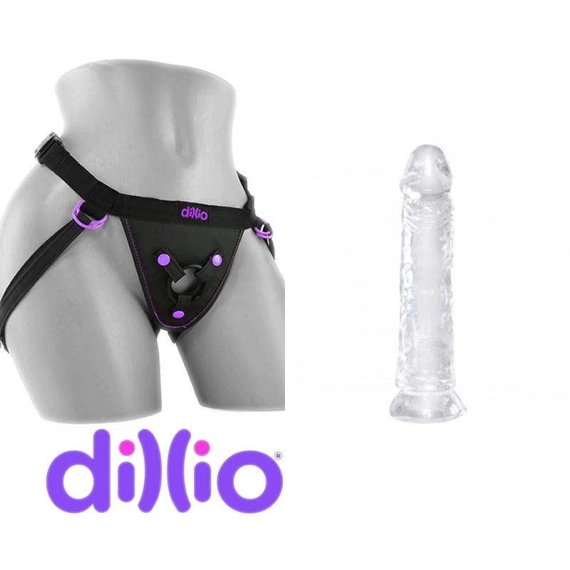  12 cm Largo x 2.9 cm Ancho - 5" QS-D009 Transparent Dildo Strap-on Kit Dildo y arnes