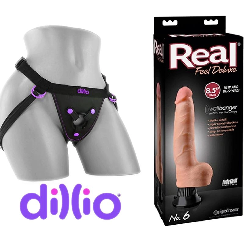  21 cm Largo x 7.4 cm Ancho - PD1516-21 Real Feel Deluxe # 6 Strap-on Kit Dildo y arnes