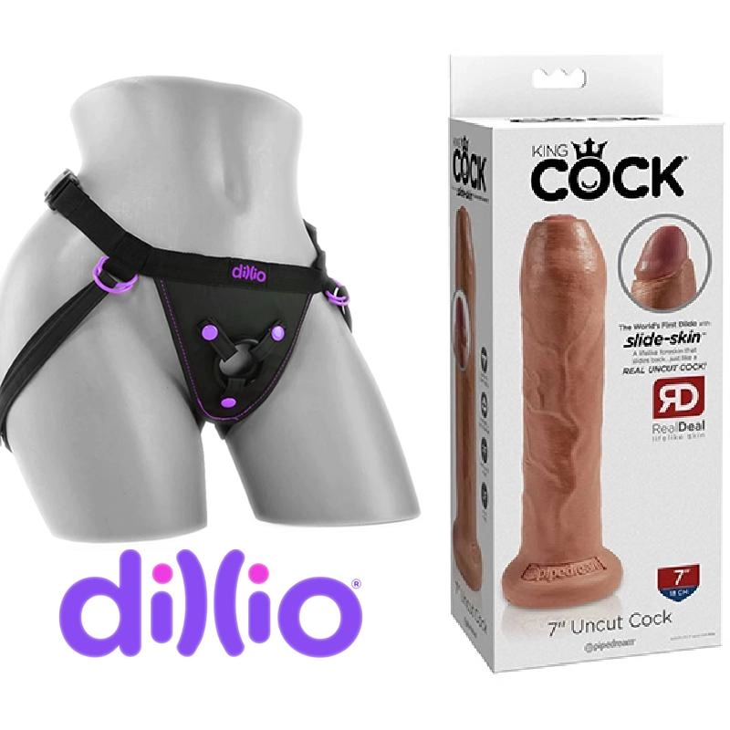  17 cm Largo x 4.5 cm Ancho - PD5561-22 7" Uncut Tan Strap-on Kit Dildo y arnes