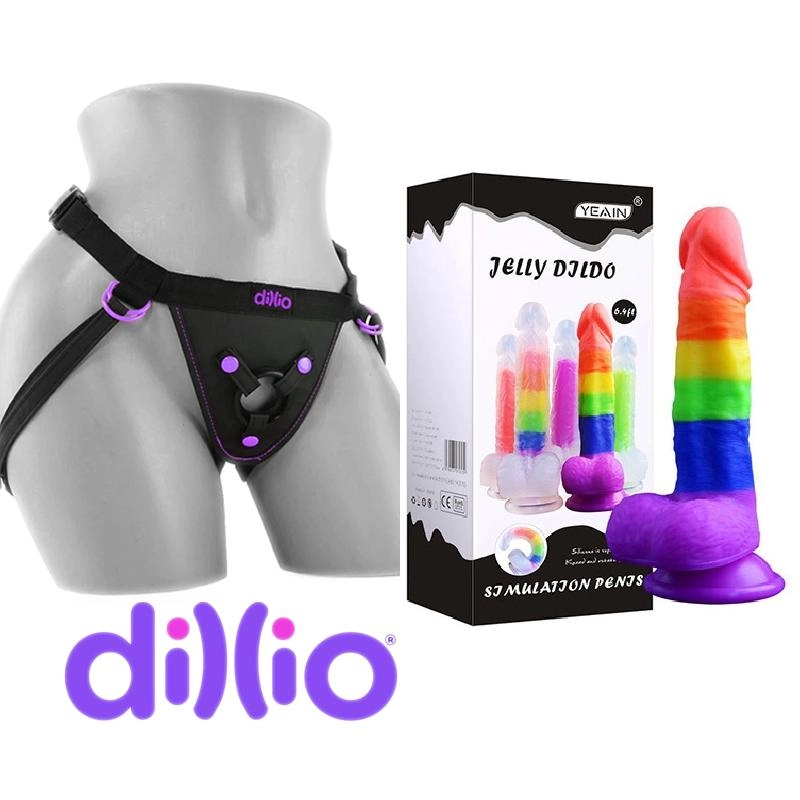  19 cm Largo x 4 cm Ancho - B-YY932-3 Liquid Silicón Rainbow Strap-on Kit Dildo y arnes