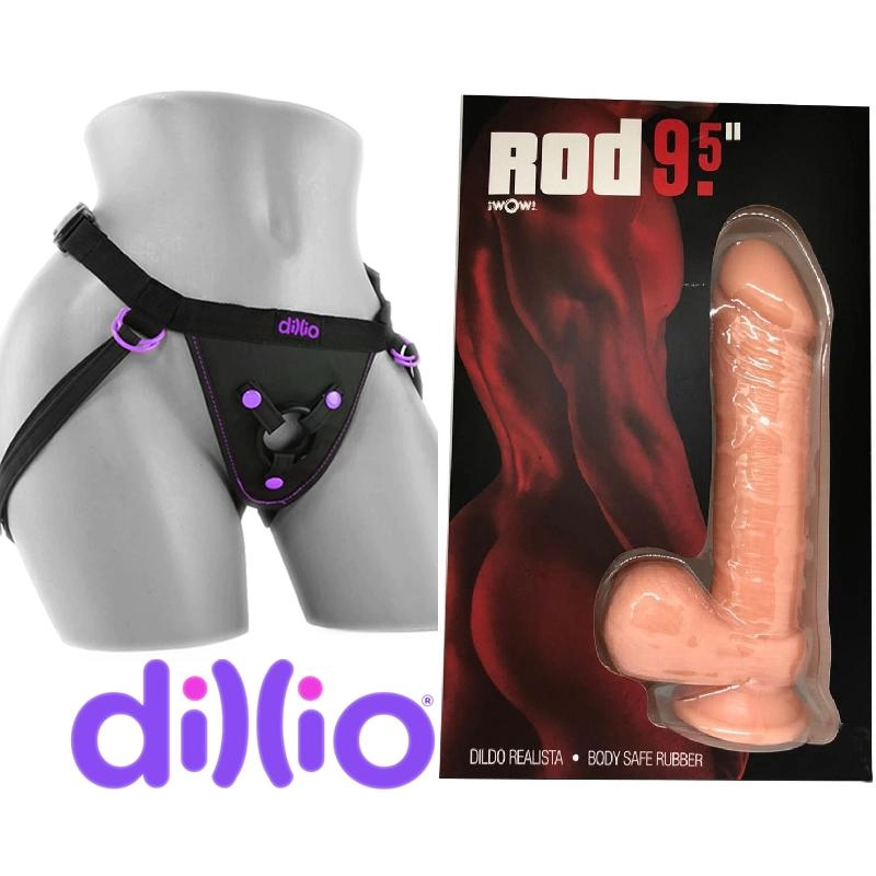  24 cm Largo x 3.8 cm Ancho - 9.58 DILDO REALISTA ¡WOW! ROD 9.58 Strap-on Kit Dildo y arnes