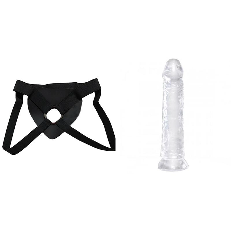  12 cm Largo x 2.9 cm Ancho - 5" QS-D009 Transparent Dildo Strap-on Kit Dildo y Arnes Económico