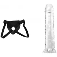  15 cm Largo x 3.3 cm Ancho - 6" QS-D008 Transparent Dildo Strap-on Kit Dildo y Arnes Econ&oacute;mico
