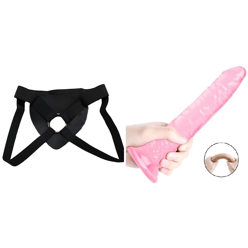  22 cm Largo x 3.7 cm Ancho - QS-D018 FLUORESCENT DILDO Strap-on Kit Dildo y Arnes Económico