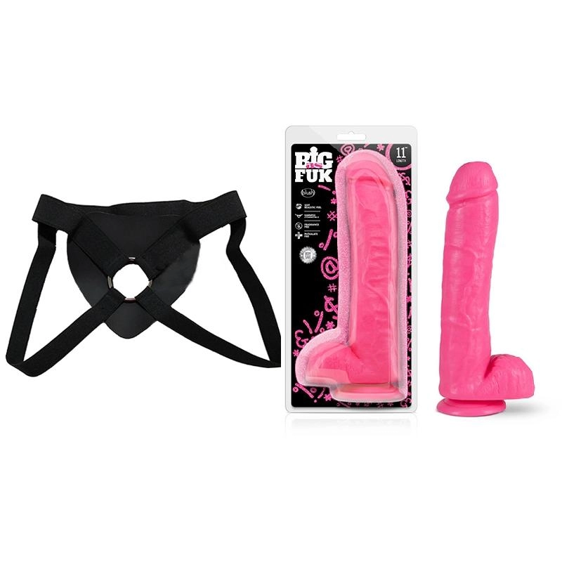  28 cm Largo x 6.35 cm Ancho - BL-66420 11 Inch Cock Pink Strap-on Kit Dildo y Arnes Económico