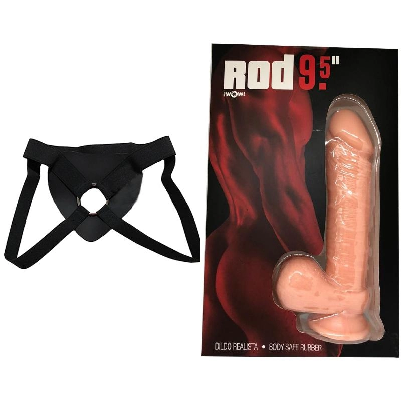  24 cm Largo x 3.8 cm Ancho - 9.58 DILDO REALISTA ¡WOW! ROD 9.58 Strap-on Kit Dildo y Arnes Económico