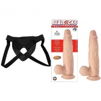Strap on 22 cm Largo x 4.2 cm Ancho - REALCOCKS DUAL LAYERED BENDABLE NUMBER 9 9 INCH FLESH Strap-on Kit Dildo y Arnes Económico