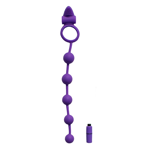 Bolas Anales de Silicón con Bala Vibradora YR08 Vibrating Cock Ring with Beads