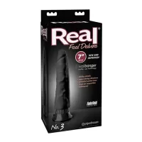 Vibrador Con Forma De Pene De 15 a 19 Centimetros  17.78 CM X 5 CM ANCHO PD1513-23 Real Feel Deluxe # 3 Black