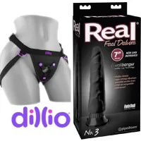 Strap on 17.78 CM X 5 CM ANCHO PD1513-23 Real Feel Deluxe # 3 Black Strap-on Kit Dildo y Arnes 