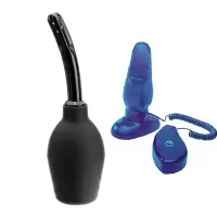 Kit de juguetes Anales TC308 VIBRATING JELLY BUT PLUG color sujeto a disponibilidad Y Ducha Anal G004