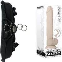 Strap on 24 cm Largo x 4.5 cm Ancho - 9.5&quot; REAL SUPPLE POSEABLE Strap-on Kit Dildo y Arnes ARNES WOW! BLACK