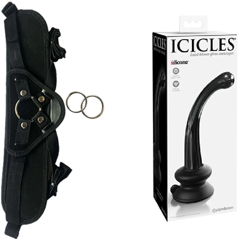 Strap on PD2887-23 Icicles No. 87 Strap-on Kit Dildo y Arnes ARNES WOW! BLACK