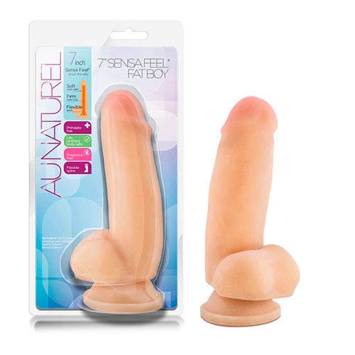 Dildo Realista con Testículos de 17 cm Largo x 5 cm Ancho - 7 Pulgadas con Ventosa Color Piel Blanca Sensa Feel Fat Boy Beige BL-36443
