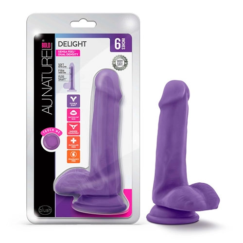  Dildo con Testículos de 16 cm Largo x 3.1 cm Ancho - 6 Pulgadas con Ventosa Color Morado BL-59901
