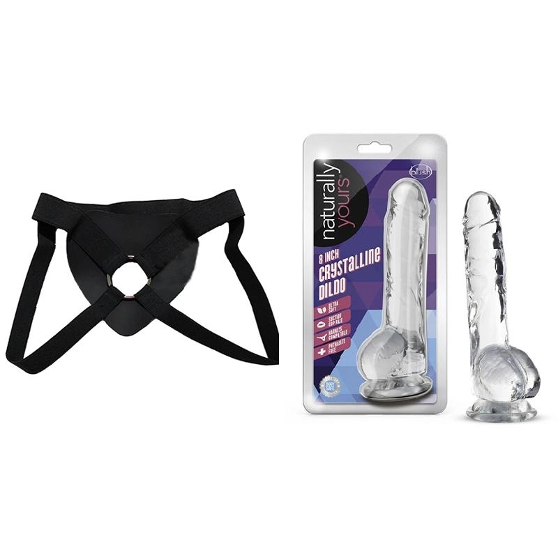  20 cm Largo x 3.8 cm Ancho - BL-51509 8" Crystalline Dildo Diamond Strap-on Kit Dildo y Arnes Económico