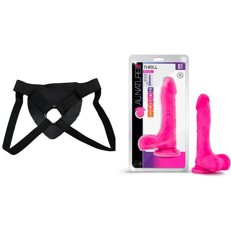  21 cm Largo x 3.8 cm Ancho - BL-72800 Dildo Pink Strap-on Kit Dildo y Arnes Económico
