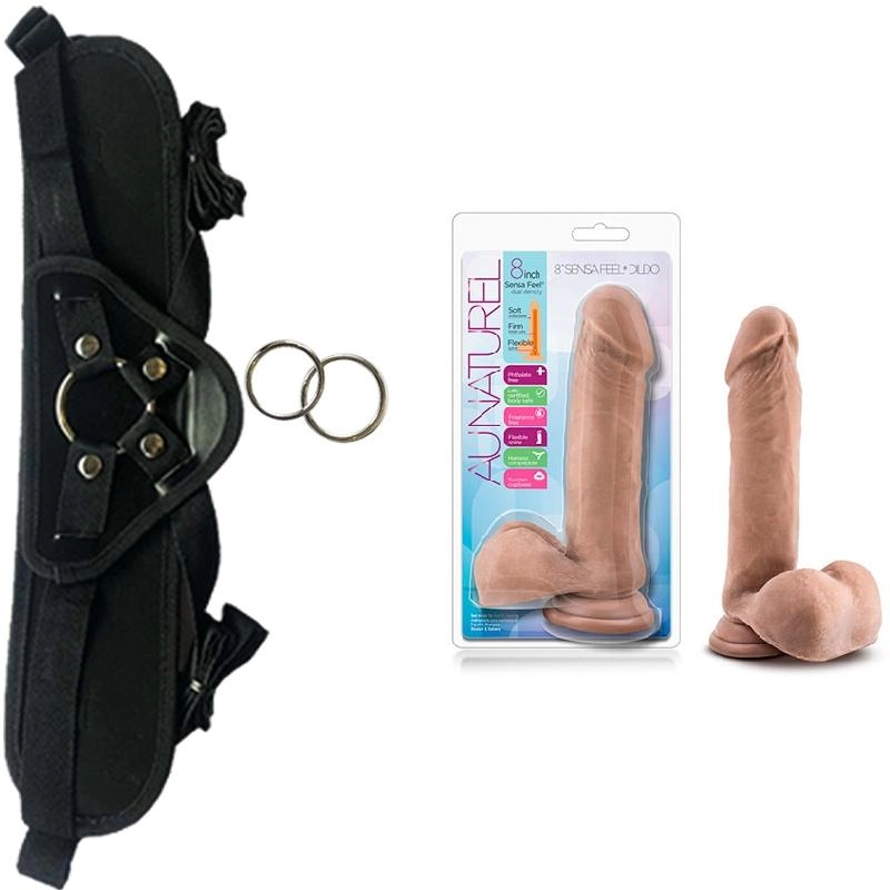  21 cm Largo x 4.4 cm Ancho - BL-36467 Sensa Feel Dildo Latin Strap-on Kit Dildo y Arnes ARNES WOW! BLACK