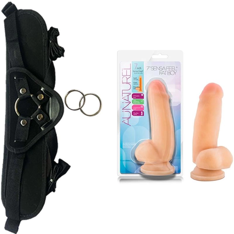  17 cm Largo x 5 cm Ancho - BL-36443 Sensa Feel Fat Boy Beige Strap-on Kit Dildo y Arnes ARNES WOW! BLACK
