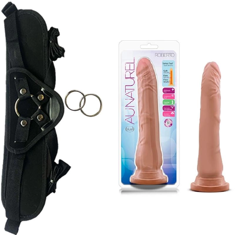  2. cm Largo x 3.8 cm Ancho - BL-12593 Roberto Latin Strap-on Kit Dildo y Arnes ARNES WOW! BLACK