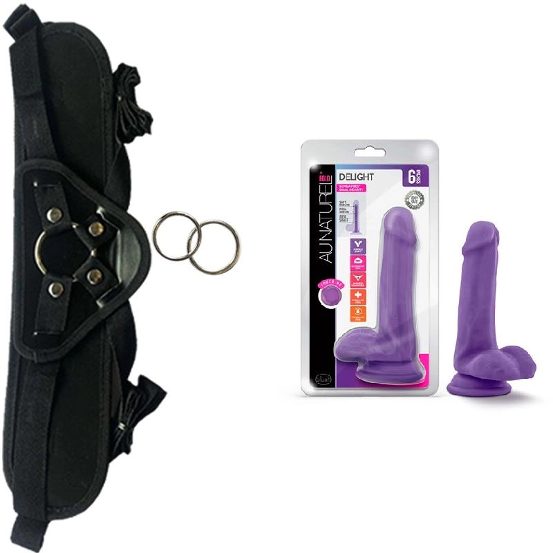  16 cm Largo x 3.1 cm Ancho - BL-59901 Dildo Purple Strap-on Kit Dildo y Arnes ARNES WOW! BLACK