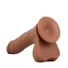  Dildo Realista con Testículos de 21.5 cm Largo x 3.8 cm Ancho - 8 Pulgadas con Ventosa Color Piel Morena Grinder Latin BL-71893