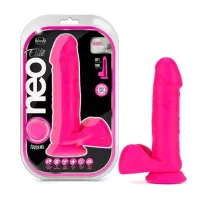  20 cm Largo x 4.4 cm Ancho - BL-86710 Silicone Dual Density Cock with Balls Neon Pink